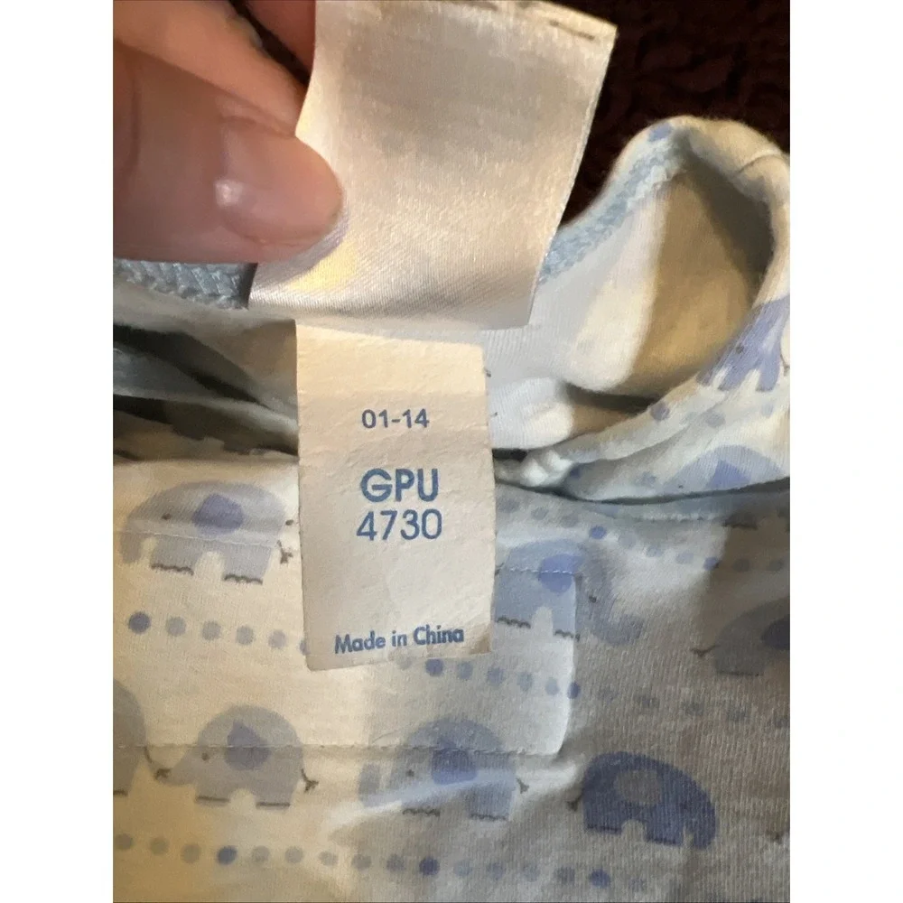 Lot of 2 HALO SleepSack Swaddle Small 3-6 Months Gray Leaves Blue Elephants Used